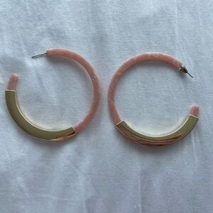 Gold and Pink Hoop Earrings